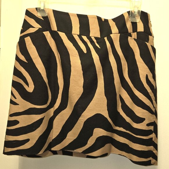 Ann Taylor Loft Petites Women's Brown and Black Zebra Print Mini Skirt Size SP - Picture 1 of 4
